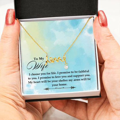 Romantic Love Gift for Wife - Heartfelt Jewelry from Husband - Scripted Love Necklace