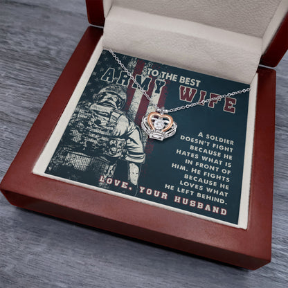 To My Army Wife Necklace - Romantic Jewelry for Wife - Crown Pendant Necklace