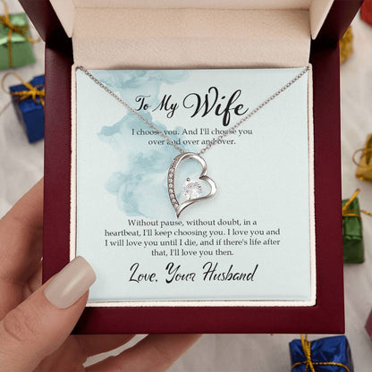 To My Wife Necklace - Special Love Jewelry for Wife from Husband for Birthday, Anniversary & Valentine’s Day - Forever Love Necklace