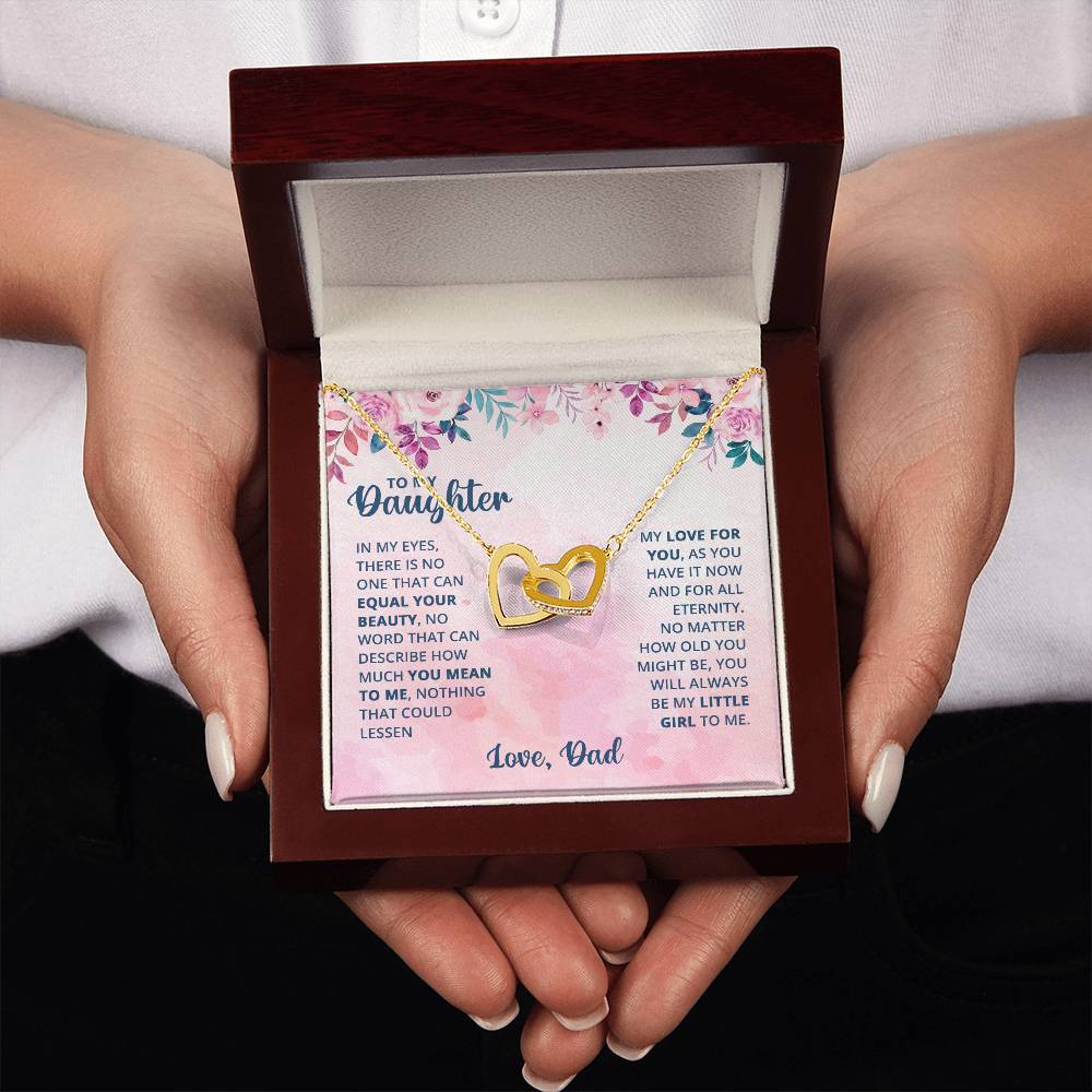 To My Daughter Necklace - Emotional Jewelry from Dad to Celebrate Love Every Day & Always - Interlocking Hearts Necklace