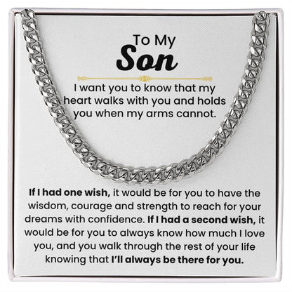 To My Son - If I had one wish - Cuban Link Chain - Gift for Son