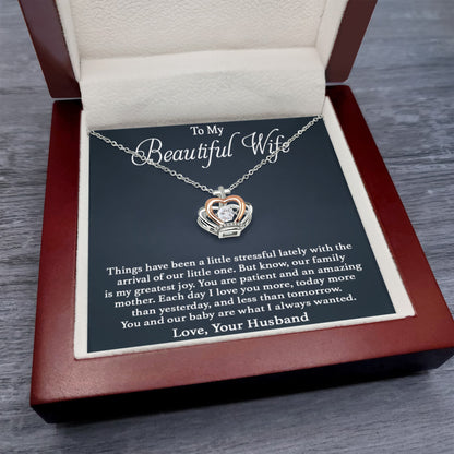 To My Beautiful Wife Necklace - Jewelry for Wife from Husband for Valentine’s Day, Christmas & Any Special Occasion - Crown Pendant Necklace