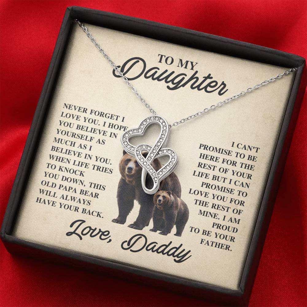 To My Daughter Necklace - Sentimental Jewelry Gift from Dad for Graduation & Life Achievements - Heart-to-heart Pendant Necklace