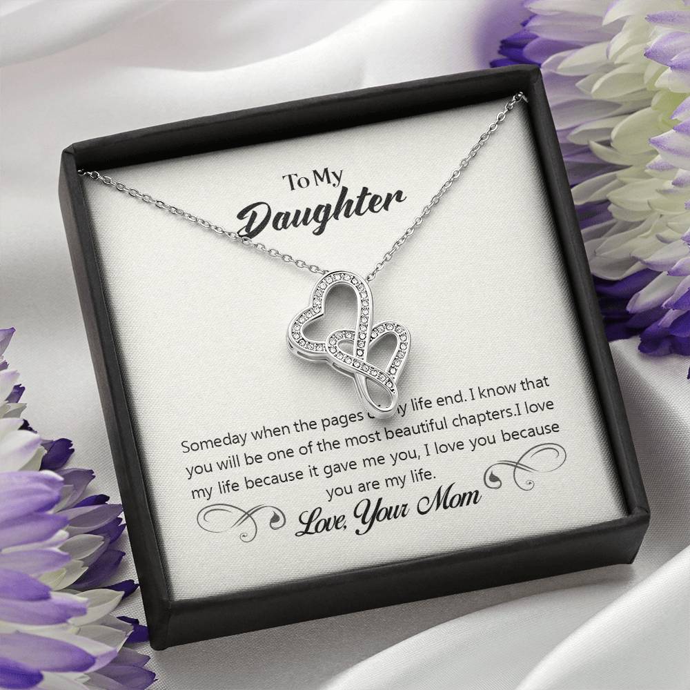 To My Daughter Necklace – Mom to Daughter Present for Graduation – Heart-to-heart Pendant Necklace