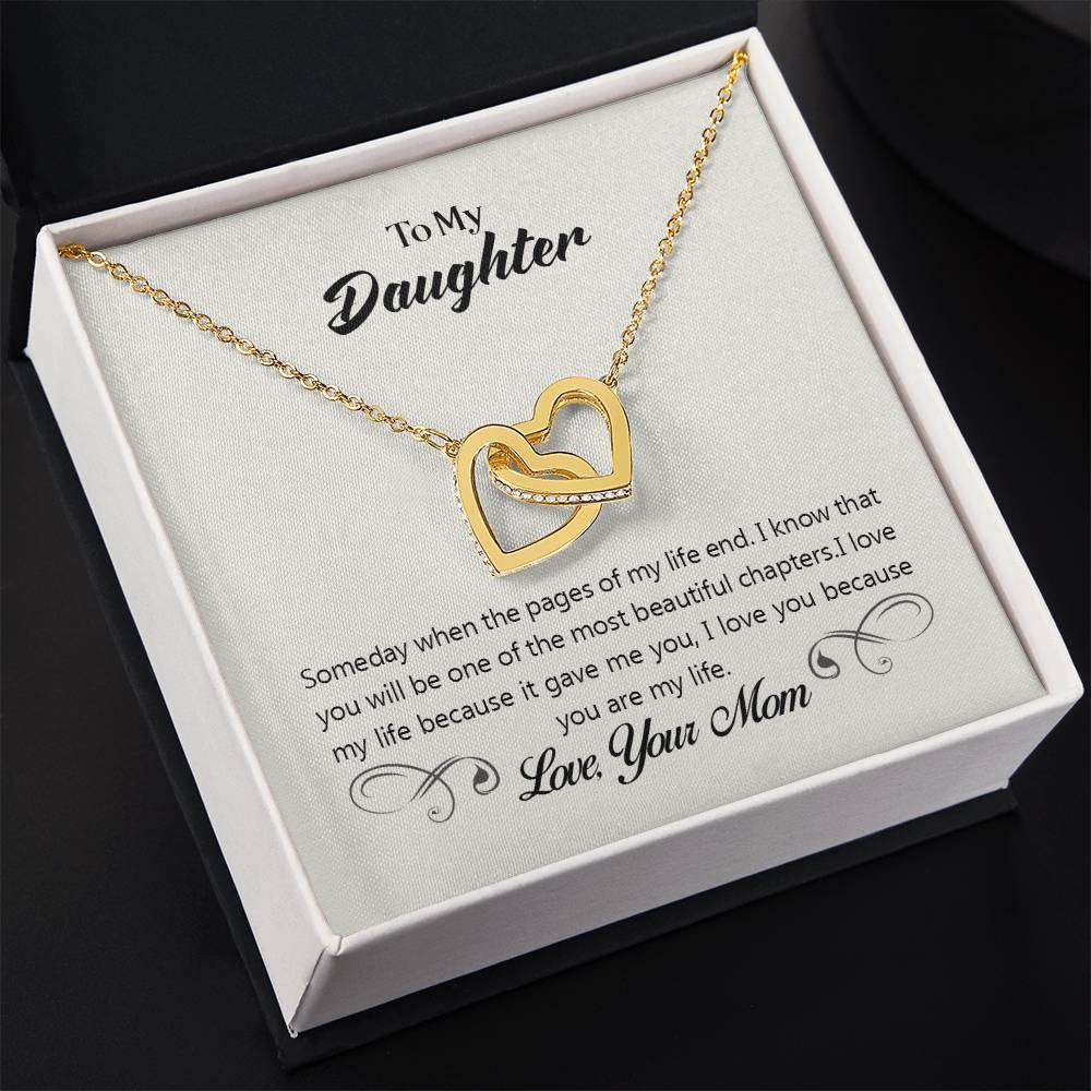 To My Daughter Necklace - Best Gift for Daughter’s Birthday from Mom - Interlocking Hearts Necklace