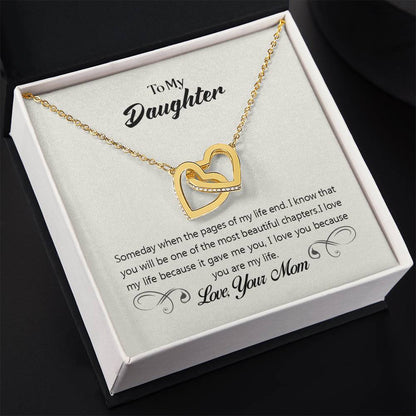 To My Daughter Necklace - Best Gift for Daughter’s Birthday from Mom - Interlocking Hearts Necklace