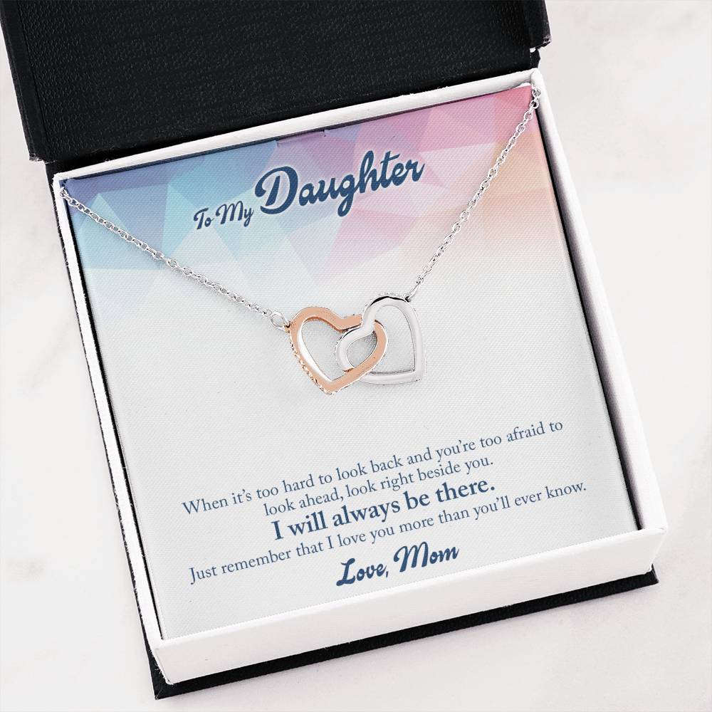 To My Daughter Necklace – Holiday Gift for Daughter Graduation from Mom – Interlocking Hearts Necklace