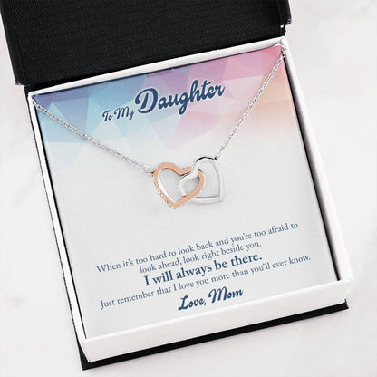 To My Daughter Necklace – Holiday Gift for Daughter Graduation from Mom – Interlocking Hearts Necklace