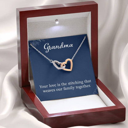 Grandma - Your love is the stitching - Gift for Grandmother - Interlocking Hearts Necklace