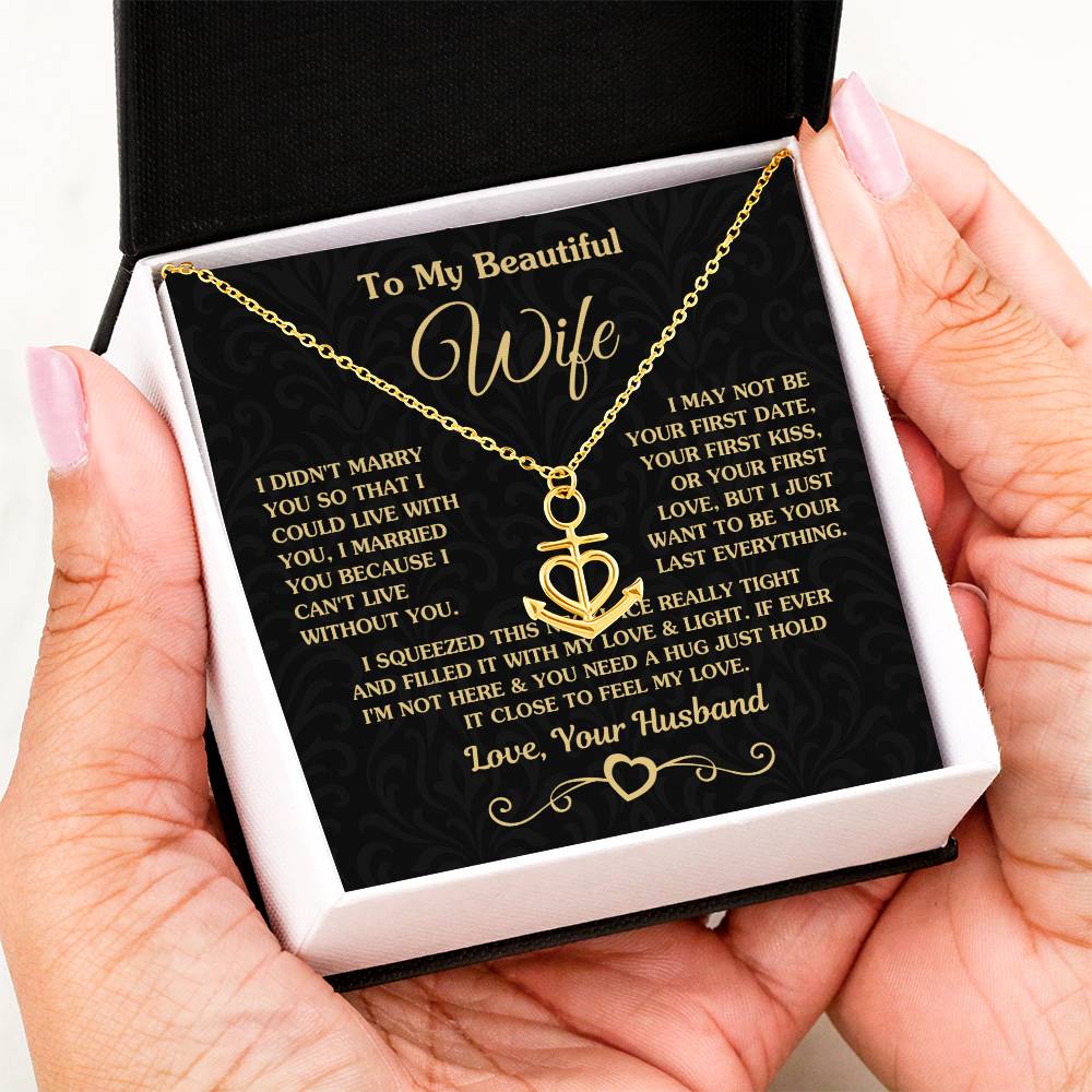 Best Gift for Wife from Husband - Emotional Love Jewelry for Birthday, Valentine’s Day, Anniversary & Christmas - Anchor Pendant Necklace