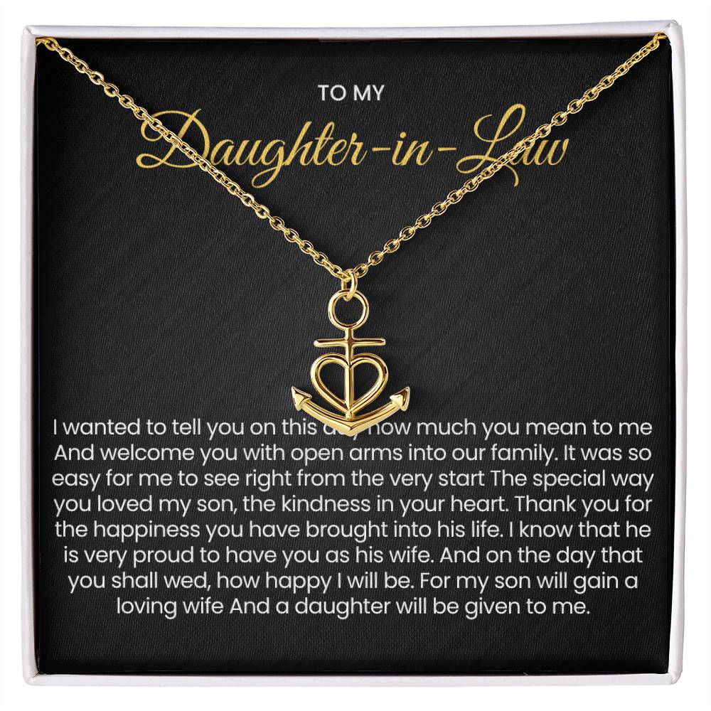 To My Daughter In Law - Anchor Pendant Necklace - Gift for Daughter in Law