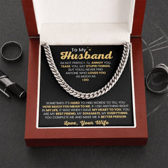 Gold Husband Necklace, Romantic Jewelry Gift from Wife with Love Note, To My Husband
