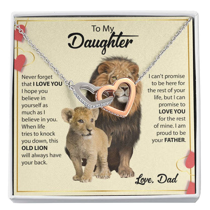 To My Daughter Necklace - Heartfelt Gift from Dad for Birthday, Graduation & Proud Dad Moments - Interlocking Hearts Necklace