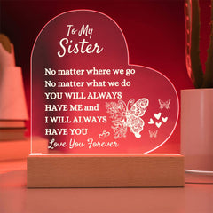 Big Sister Heart Lamp, Custom LED Night Light, Thoughtful Sister Gift, Forever Love Keepsake, To My Sister