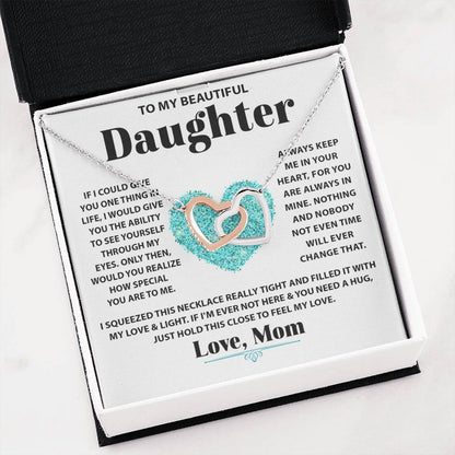 To My Daughter Necklace – Mom’s Choice for Daughter Birthday Graduation – Interlocking Hearts Necklace