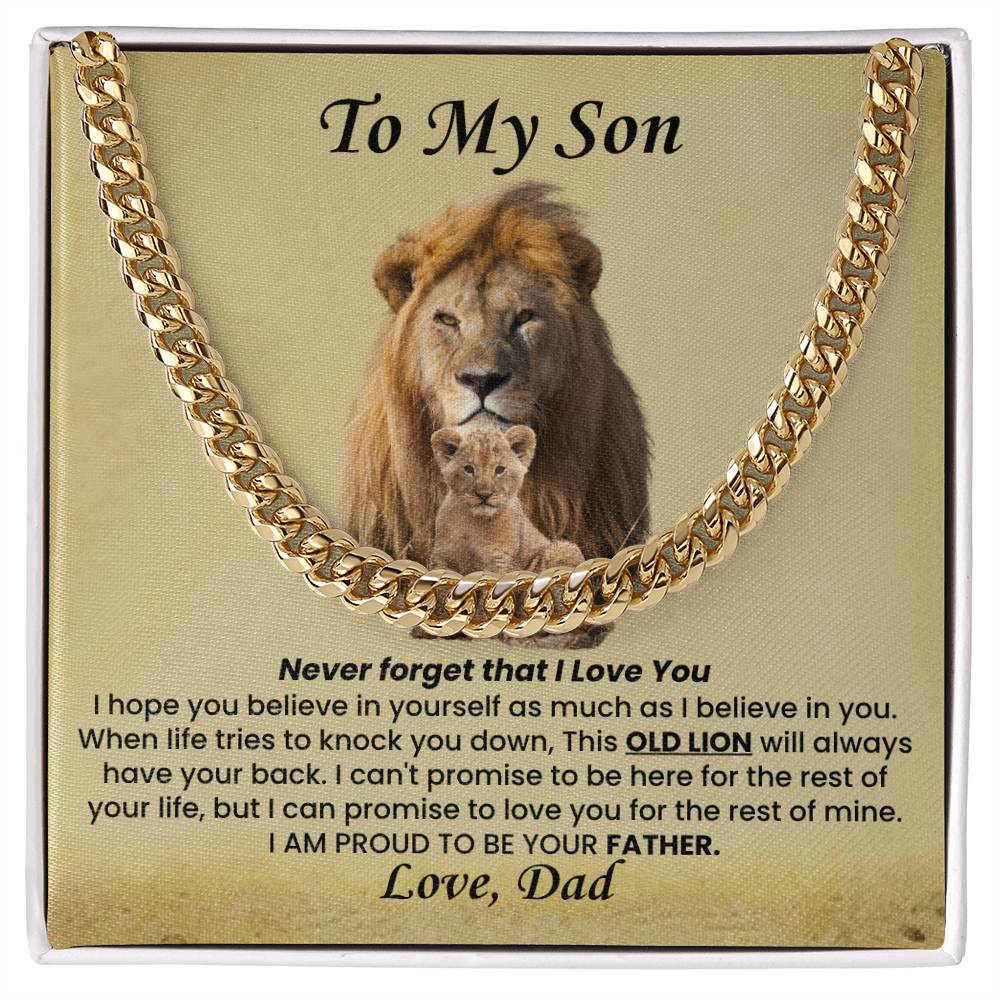 To My Son Necklace from Dad - I believe in you - Cuban Link Chain
