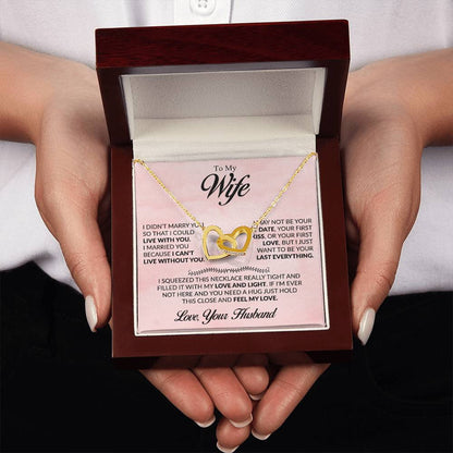 To My Wife Necklace - Emotional Husband-to-Wife Gift for Anniversary, Birthday & Valentine’s Day - Interlocking Hearts Necklace