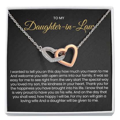 To My Daughter In Law - Interlocking Hearts Necklace - Gift for Daughter in Law