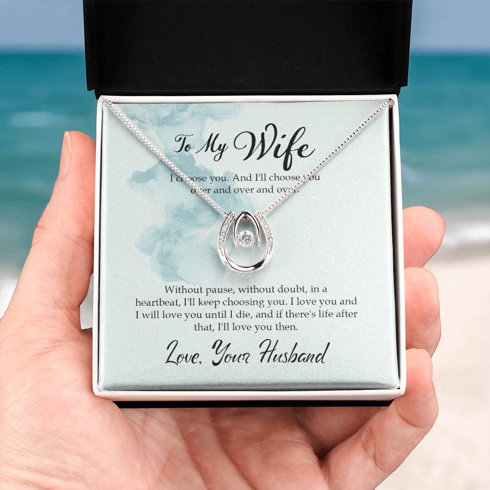 Emotional Wife Gift - Loving Jewelry from Husband for Birthday, Valentine’s Day & Anniversary - Lucky In Love Necklace