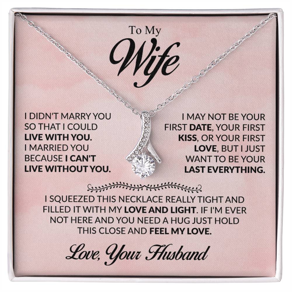 To My Wife Necklace - Romantic Keepsake Jewelry Gift from Husband for Special Days & Valentine’s Love - Alluring Beauty Necklace