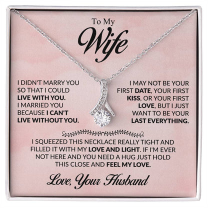 To My Wife Necklace - Romantic Keepsake Jewelry Gift from Husband for Special Days & Valentine’s Love - Alluring Beauty Necklace