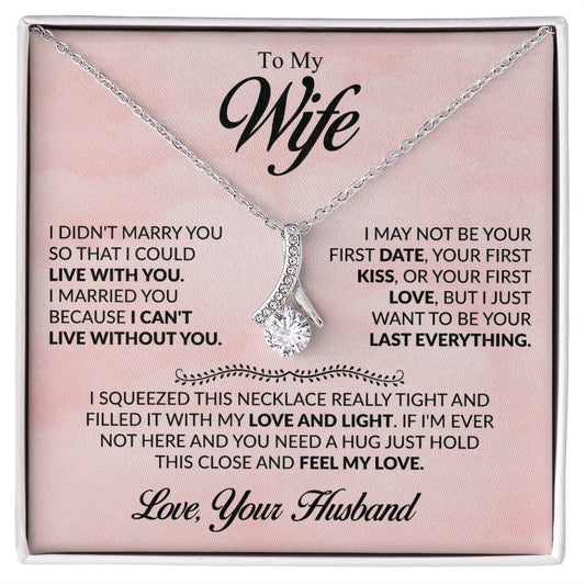 To My Wife Necklace - Romantic Keepsake Jewelry Gift from Husband for Special Days & Valentine’s Love - Alluring Beauty Necklace
