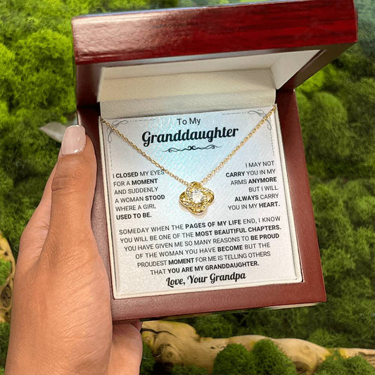 To My Granddaughter Necklace – Bestseller Granddaughter Gift: Birthday Graduation – Love Knot Necklace