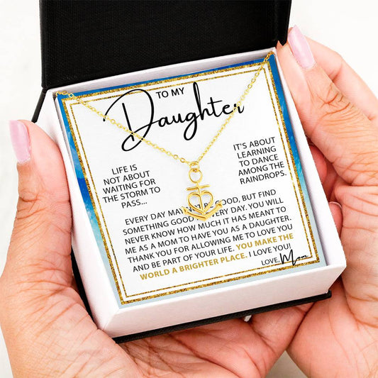 To My Daughter Necklace – Daughter Christmas Graduation Jewelry Gift from Mother – Anchor Pendant Necklace
