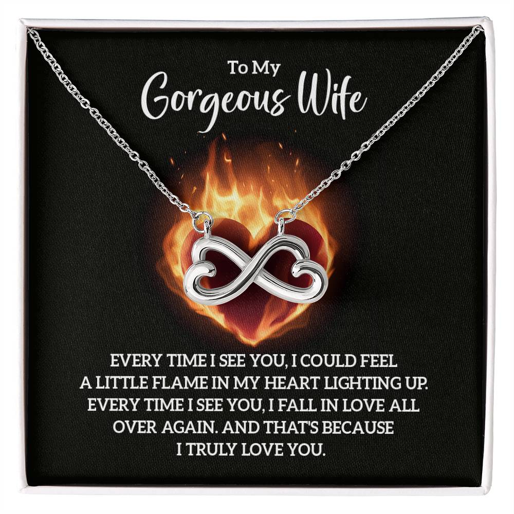 To My Gorgeous Wife Necklace - Touching Romantic Gift for Wife from Husband for Christmas, Anniversary & Valentine’s Day - Endless Love Necklace