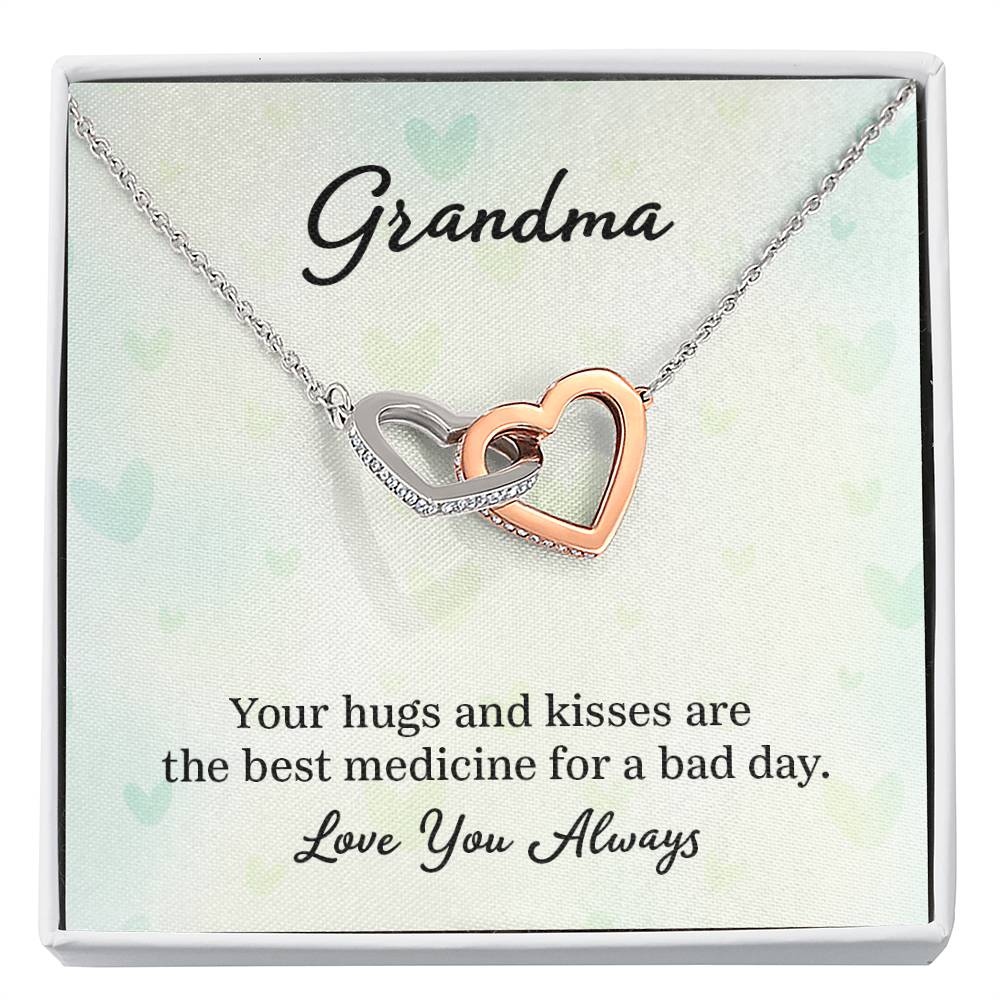 Gift for Grandma - Your Hugs and Kisses - Interlocking Hearts Necklace