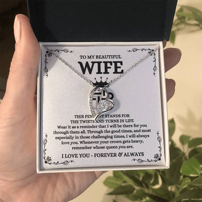 To My Beautiful Wife Necklace - Emotional Jewelry for Wife from Husband to Celebrate Love on Valentine’s Day & Beyond - Forever Love Necklace