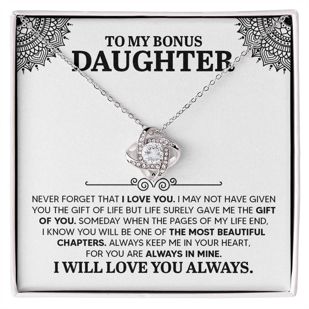 To My Daughter Necklace – Daughter Jewelry: Graduation, Birthday & Christmas – Love Knot Necklace
