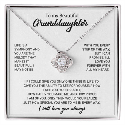 To My Granddaughter Necklace – Birthday & Graduation Jewelry for Granddaughter – Love Knot Necklace