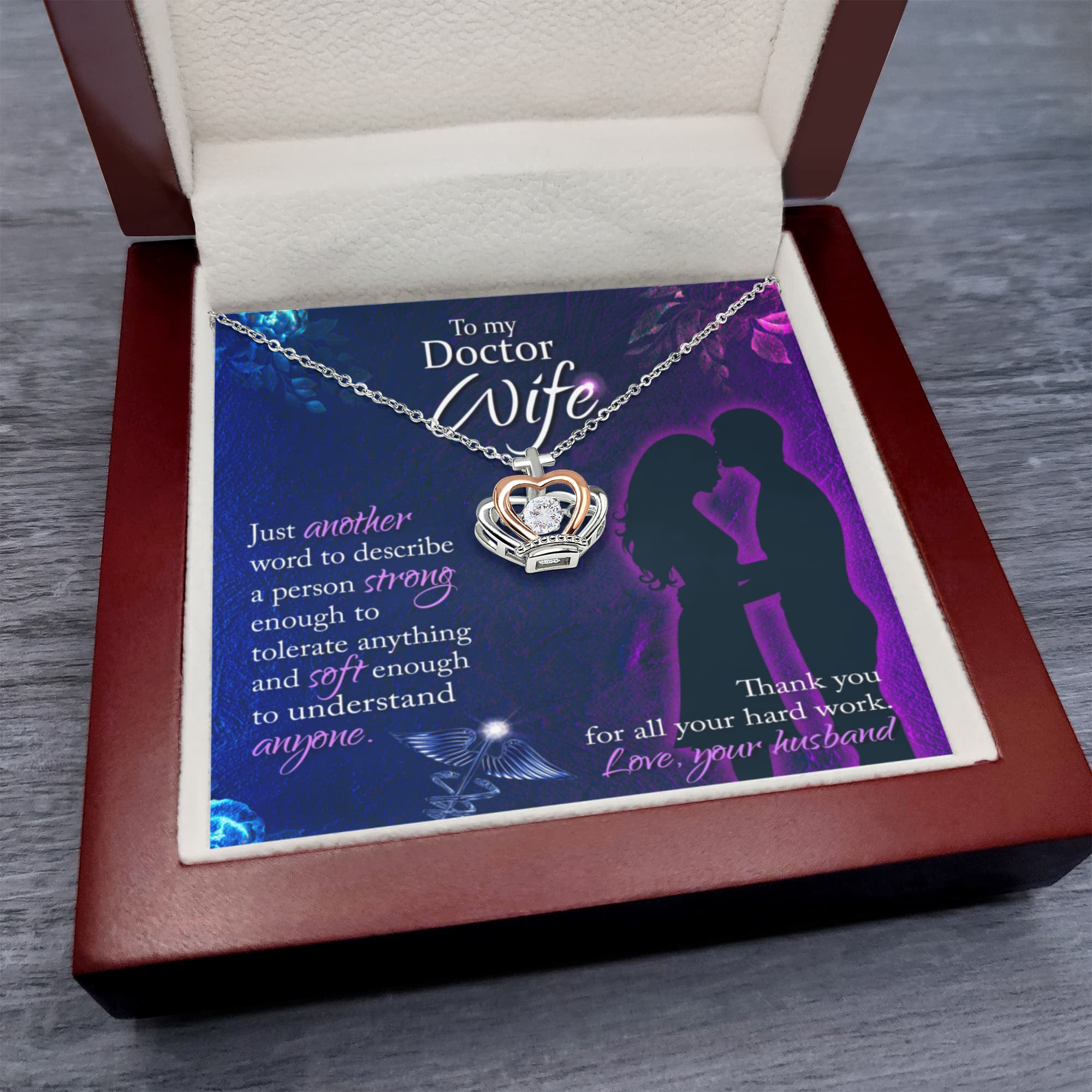 Doctor Wife Gift from Husband - Meaningful Jewelry for Valentine’s Day & Special Occasions - Crown Pendant Necklace