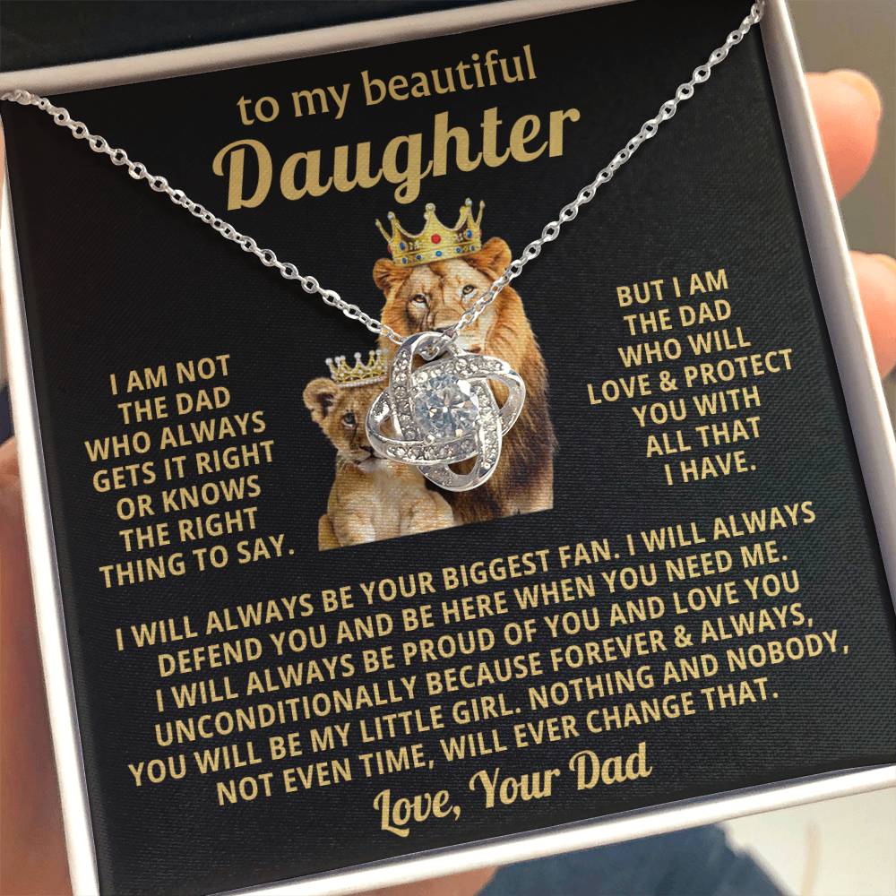 To My Daughter Necklace - Proud Dad to Daughter Jewelry for Birthday, Graduation & Special Celebrations - Love Knot Necklace