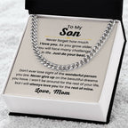 Son Necklace Gift from Mom, Birthday, Graduation & Christmas Jewelry - Cuban Link Chain