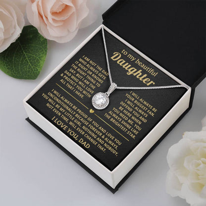 To My Daughter Necklace - Proud Dad to Daughter Jewelry for Birthday, Graduation & Special Celebrations - Eternal Hope Necklace