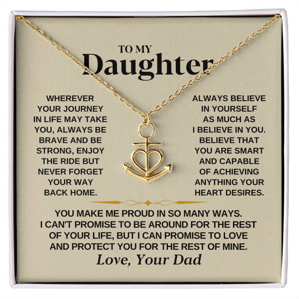 To My Beautiful Daughter Necklace - I Believe In You - Present for Daughter from Dad - Anchor Pendant Necklace