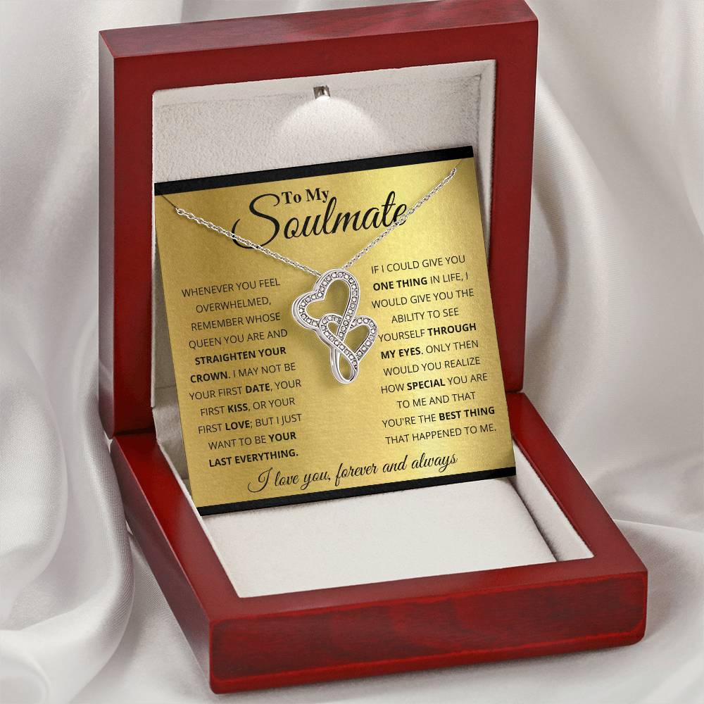 To My Soulmate Necklace - Long Distance Relationship Soulmate Gift for Romantic Occasions - Heart-to-heart Pendant Necklace