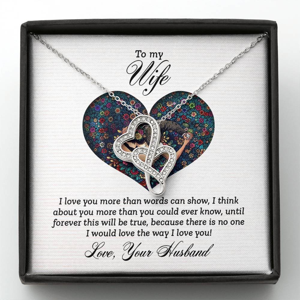 To My Wife Necklace - Special Love Jewelry for Wife from Husband for Birthday, Anniversary & Valentine’s Day - Heart-to-heart Pendant Necklace