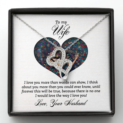To My Wife Necklace - Special Love Jewelry for Wife from Husband for Birthday, Anniversary & Valentine’s Day - Heart-to-heart Pendant Necklace