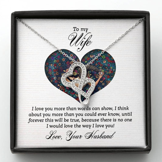 To My Wife Necklace - Special Love Jewelry for Wife from Husband for Birthday, Anniversary & Valentine’s Day - Heart-to-heart Pendant Necklace