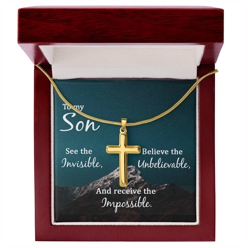 To My Son Necklace - Receive the impossible - Artisan Cross Necklace