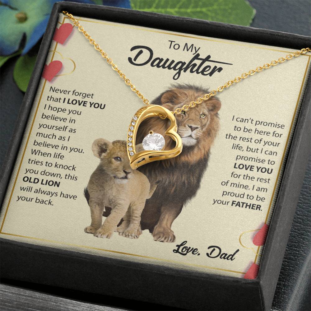 To My Daughter Necklace - Best Surprise Gift for Daughter from Dad for Graduation, Birthday & Christmas - Forever Love Necklace