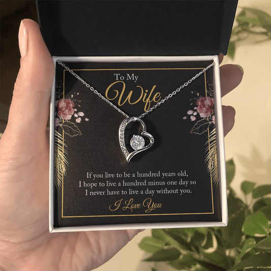 To My Wife Necklace - Meaningful Love Gift for Wife from Husband for Valentine’s Day, Christmas & Anniversaries - Forever Love Necklace
