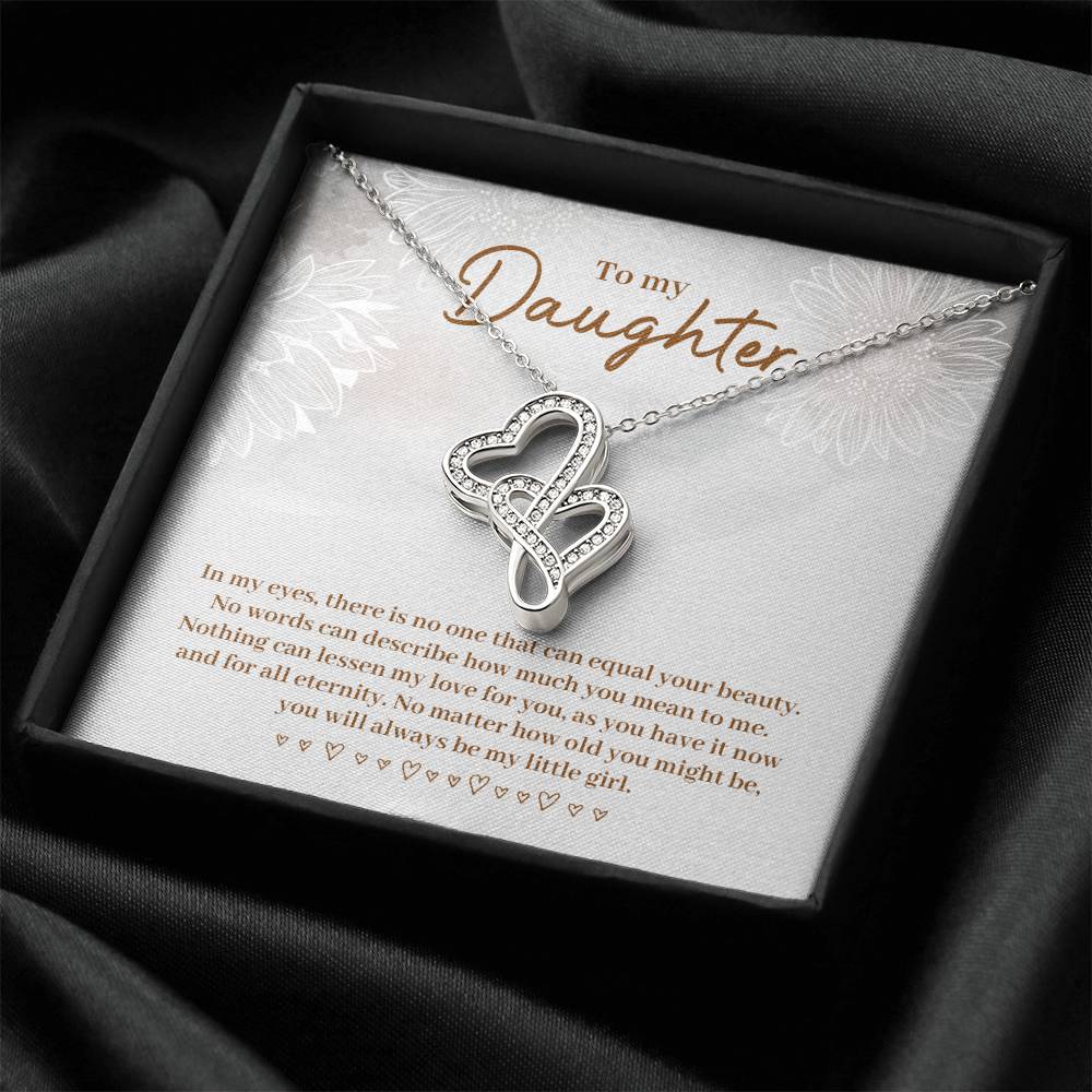 To My Daughter Necklace – Graduation Birthday Gift Idea for Daughter – Heart-to-heart Pendant Necklace
