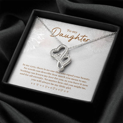 To My Daughter Necklace – Graduation Birthday Gift Idea for Daughter – Heart-to-heart Pendant Necklace