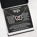 To My Wife Necklace - Forever Love Jewelry Gift from Husband for Birthday, Anniversary & Valentine’s Day - Interlocking Hearts Necklace