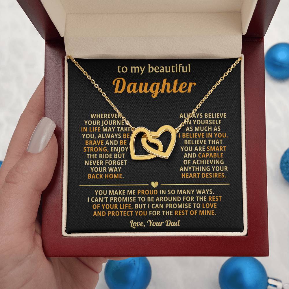 To My Daughter Necklace - You make me proud in so many ways - Daughter Present from Dad - Interlocking Hearts Necklace