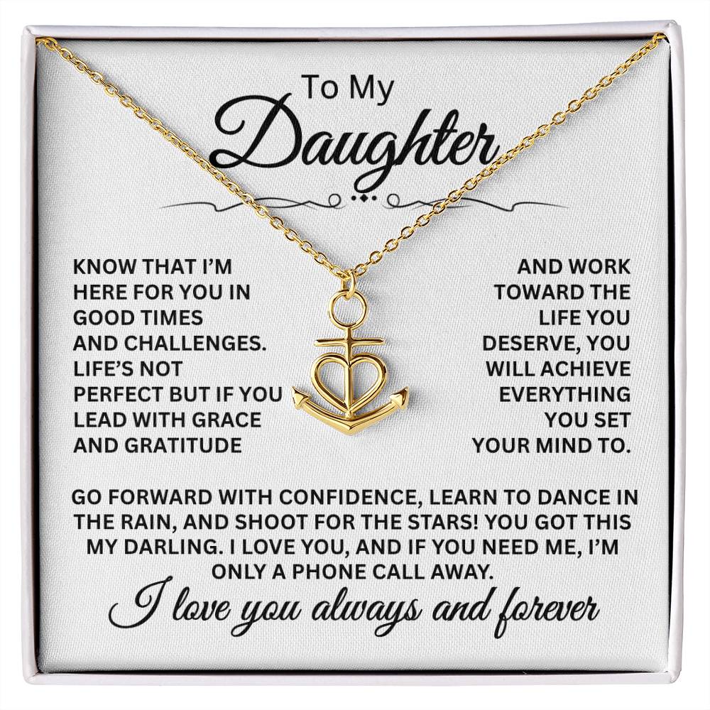 To My Daughter Necklace - Heartwarming Gift for Daughter’s Special Day - Anchor Pendant Necklace
